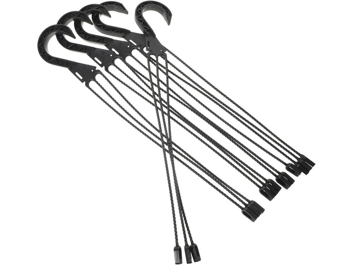 Kit de 5 Ganchos para Pendurar Vasos de Flores e Suportes para Plantas, em Plástico Preto, Alta Capacidade de Carga, CHABERLU