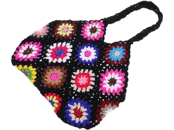 Bolsa De Crochê Artesanal Feita À Mão, Estilo Balde, Com Capacidade Para Uso Na Praia E No Dia A Dia, Preta.