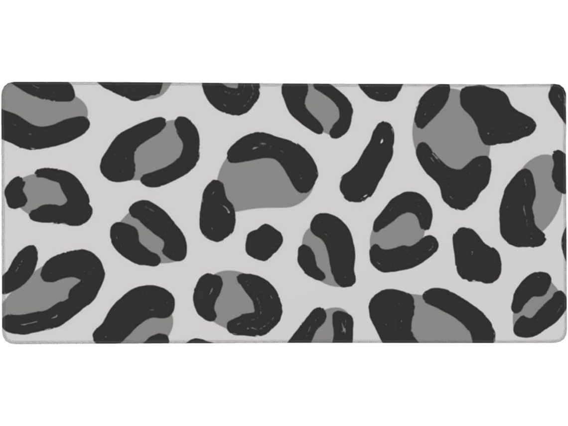 Mousepad para Computador de Grande Formato com Estampa Leopardo das neves e Base Borracha Antiderrapante, 40 X
