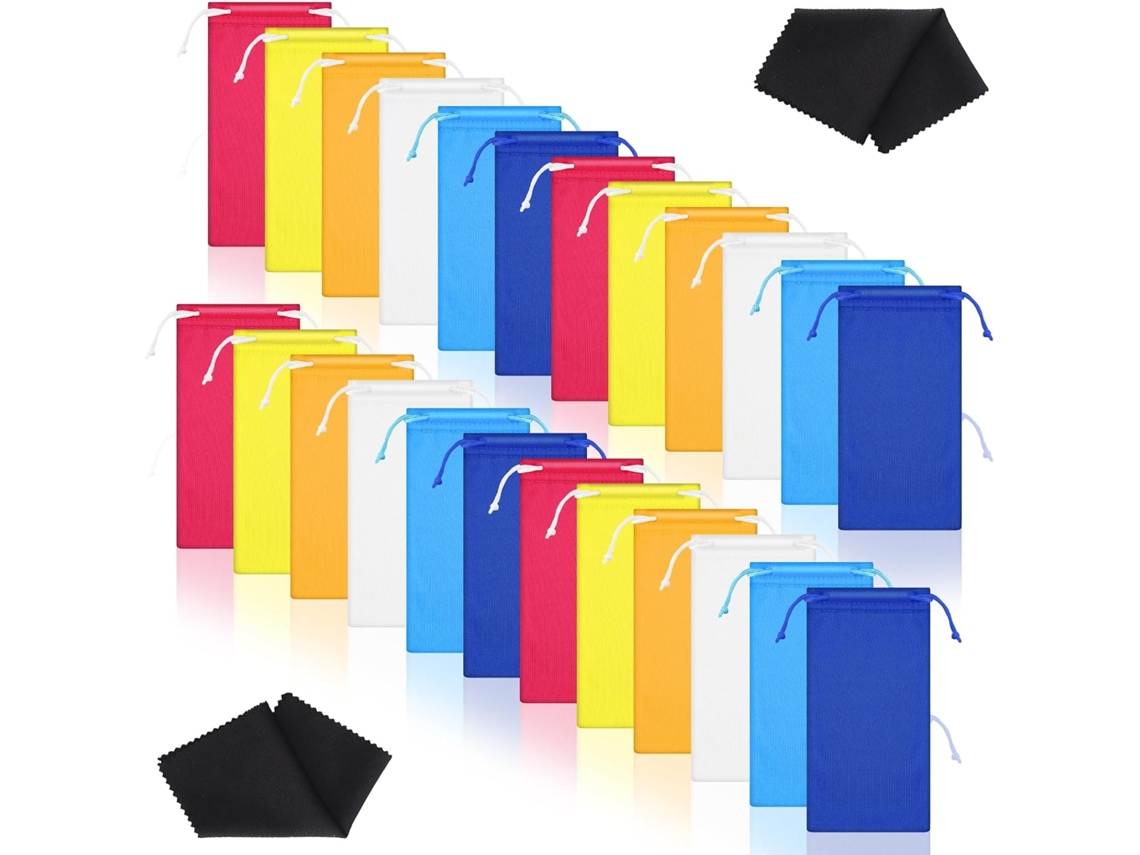 Pacote com 100 Sacos de Microfibra, Sacos Macios de Microfibra com 2 Panos de Limpeza para Armazenamento AQUAFORGE