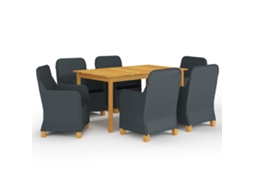 Conjunto De 7 Peças De Jantar Para Jardim Cinzento Escuro Dkd Home Decor