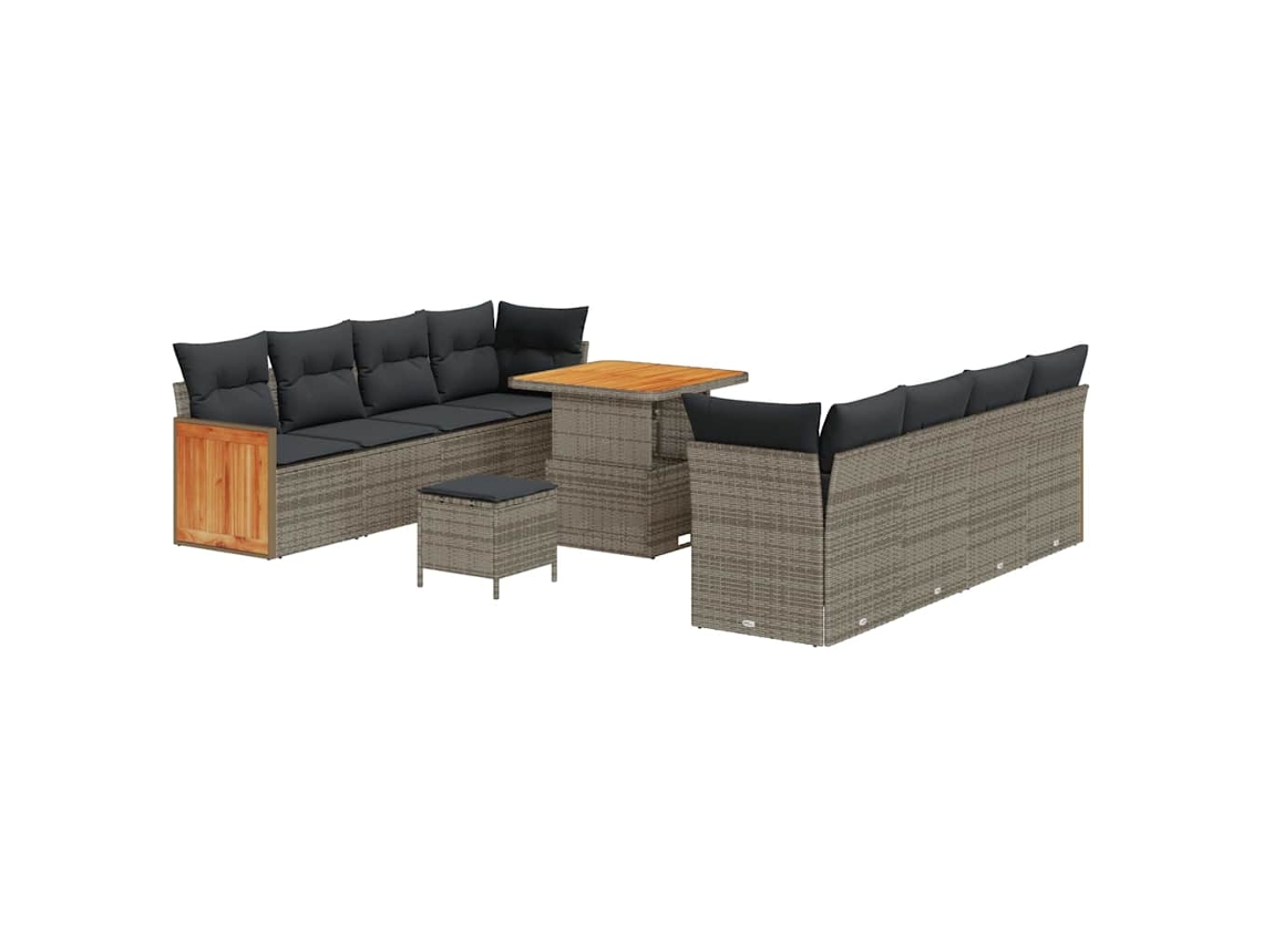 Maison Exclusive - Conjunto De Sofá De Jardim Com Almofada 11 Pcs Cinzeto Vime Pe