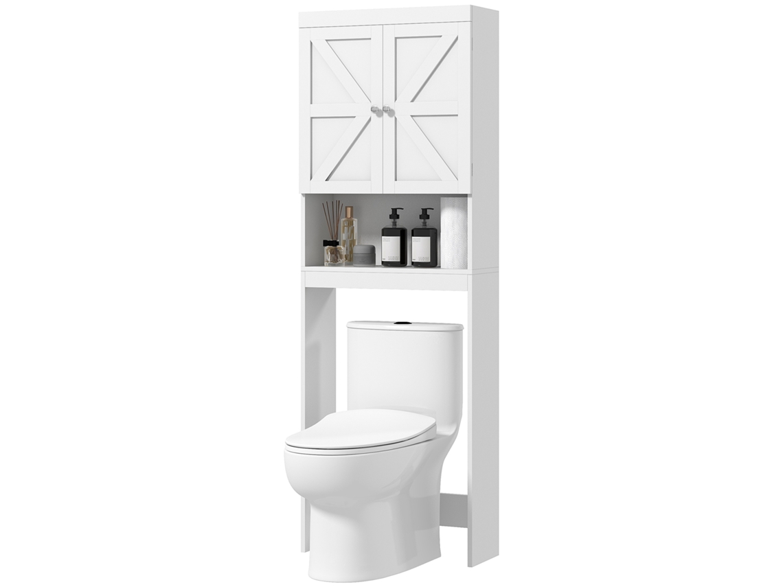 Armário Banheiro 58,5x23x170h Com 2 Portas E Prateleira, Branco
