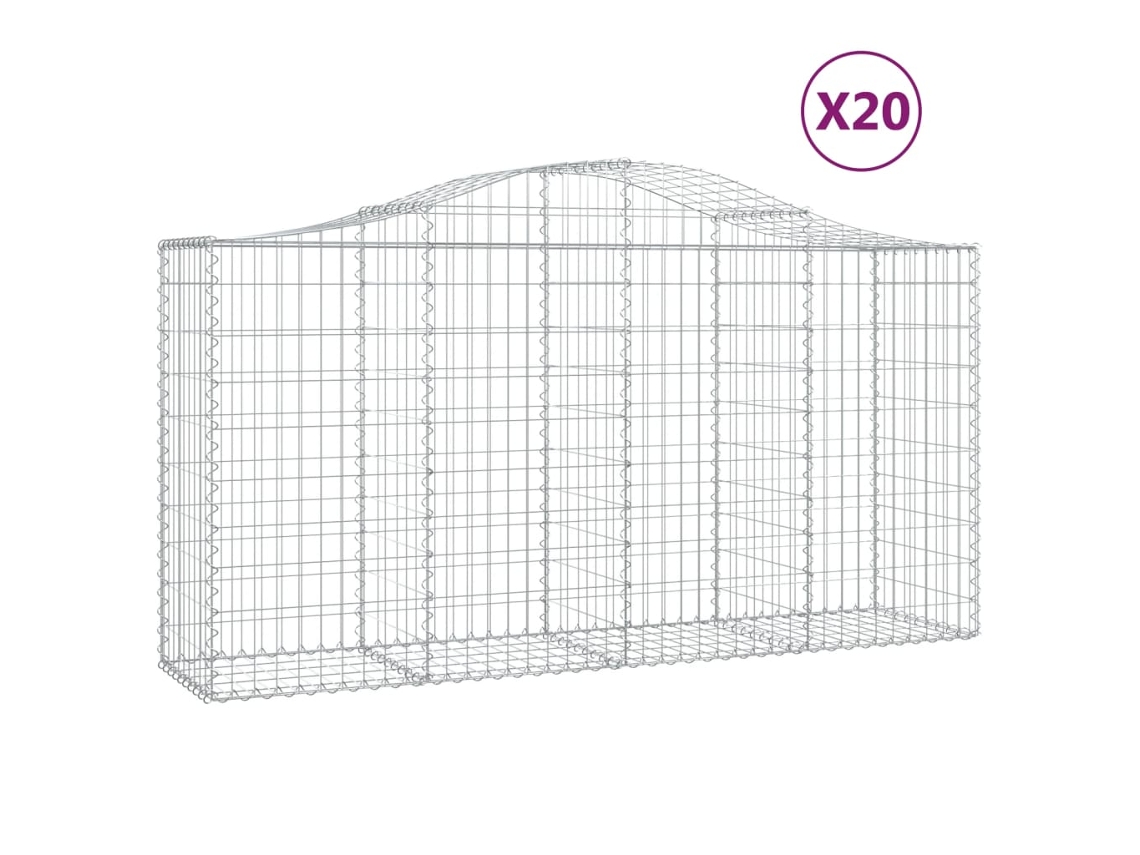 Conjunto 20 Cesto gabião VIDAXL Prateado Ferro (200x50x100/120 cm)