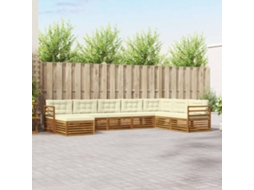Vidaxl Conjunto De Sofás Para Exterior 8 Unid. Natural E Creme