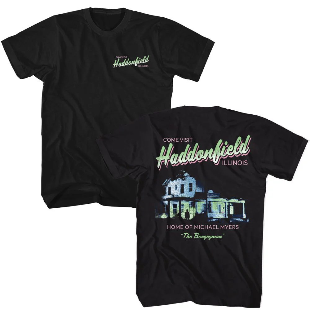 Unisex Adult T-shirt Rockinstone Halloween Movie Come Visit Black Sizel