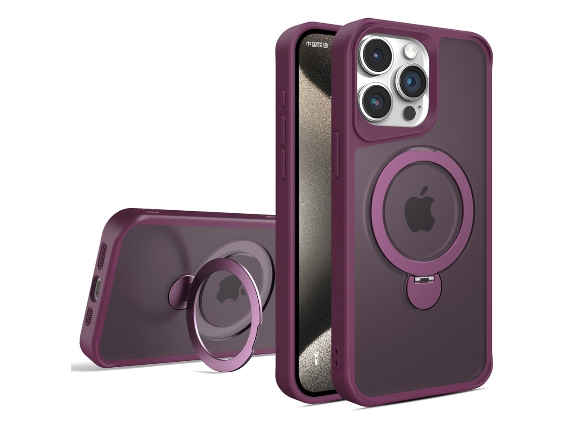 Suporte Casa Magsafe Para Iphone 15 Pro Max Pele Sintética Vermelho