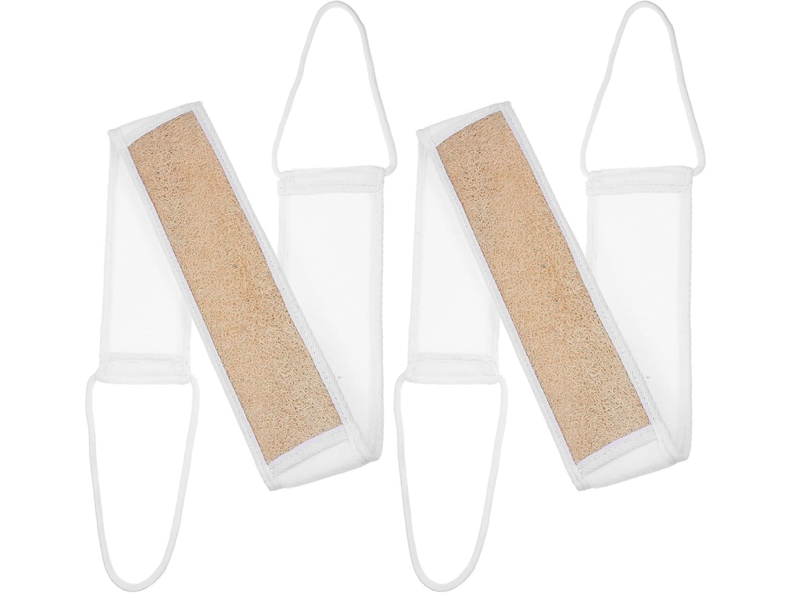 Conjunto De 2 Tiras De Bucha Vegetal Para Esfoliação Das Costas, Em Tecido Natural, Fáceis De Usar.