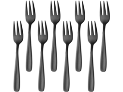 Garfo De Bolo De Aço Inoxidável 3 Dentes, Conjunto 8 Peças Preto, Polido, Ideal Para Casamento/dessert Igvtrade