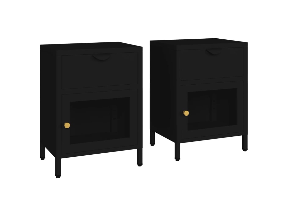 Nightstand, Nightstands Vidaxl Preto Aço (n/a)