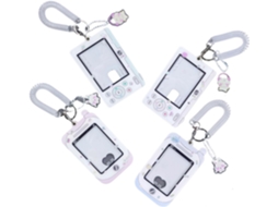 Conjunto de 4 chaveiros com photocards, design de câmera de celular, camadas protetoras de acrílico com cordão.