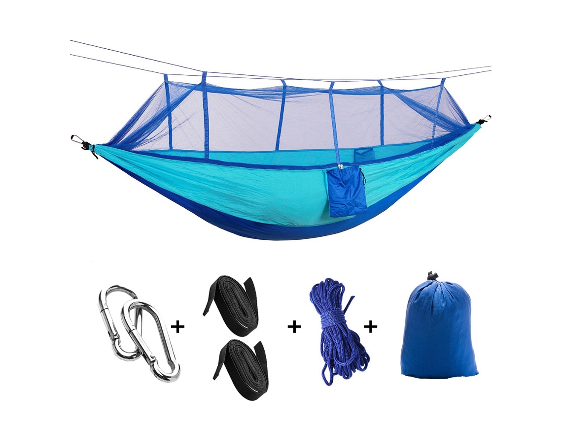 Rede de camping com mosquiteiro leve anti rolamento 260x140cm azul céu S/MARCA