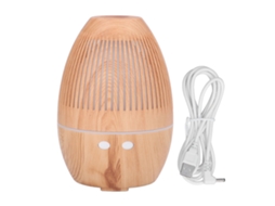 Humidificador Aromaterapia Silencioso Textura de Madeira 7 Luzes Led Usb 130ml