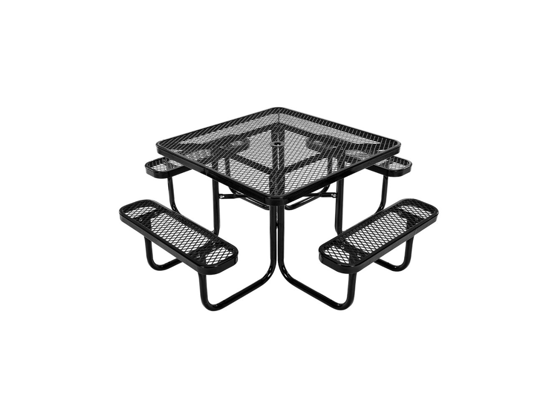 Conjunto De Mesa De Piquenique Quadrada Em Aço Para Exterior Com Bancos Integrados Tekmaquinas