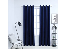 Vidaxl Cortinas Blackout C/ Argolas 2 Pcs 140x175cm Veludo Azul Escuro