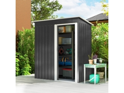 Abrigo de Jardim Exterior 1.5 M² 163x89x182 Cm Refúgio Metálico para Ferramentas C/porta Correr e Teto Inclinado Preto