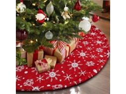 Saia Clássica Para Árvore De Natal Com Flocos De Neve, Design Retrô Vermelho Elegante Que Garante Um Charme Festivo Para Suas Festas, Tecido De Linho