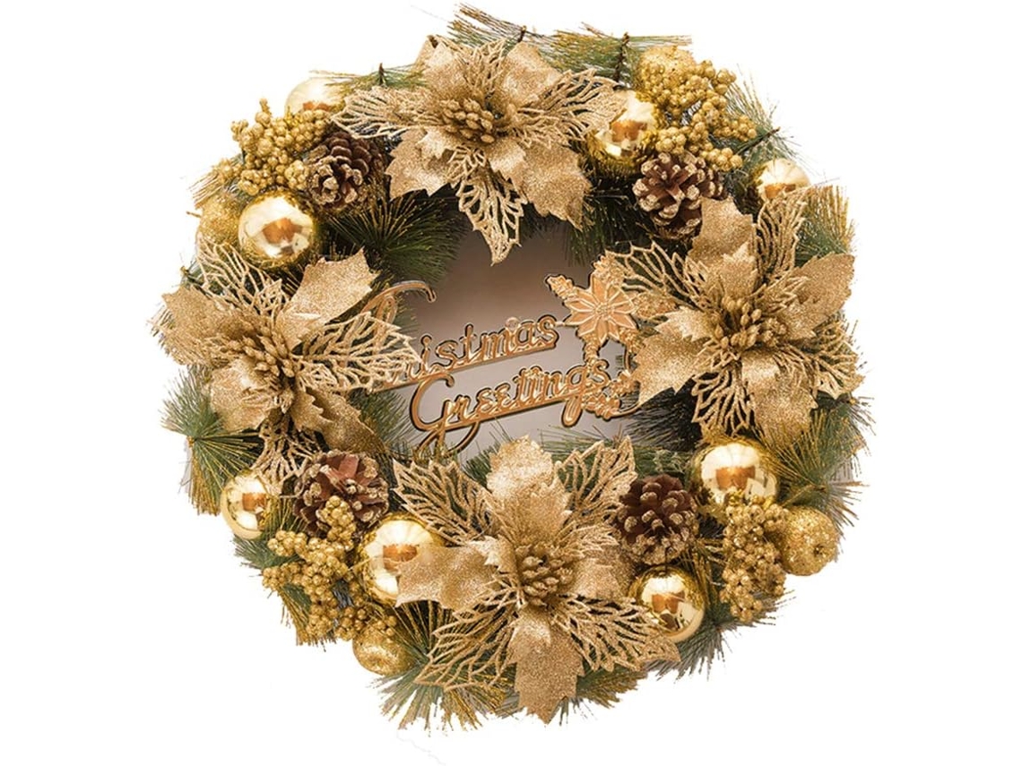 Decorações De Guirlande De Cercle En Rotin Doré 30cm Porte Suspendue Centro Comercial Hôtel Fenêtre Decoração
