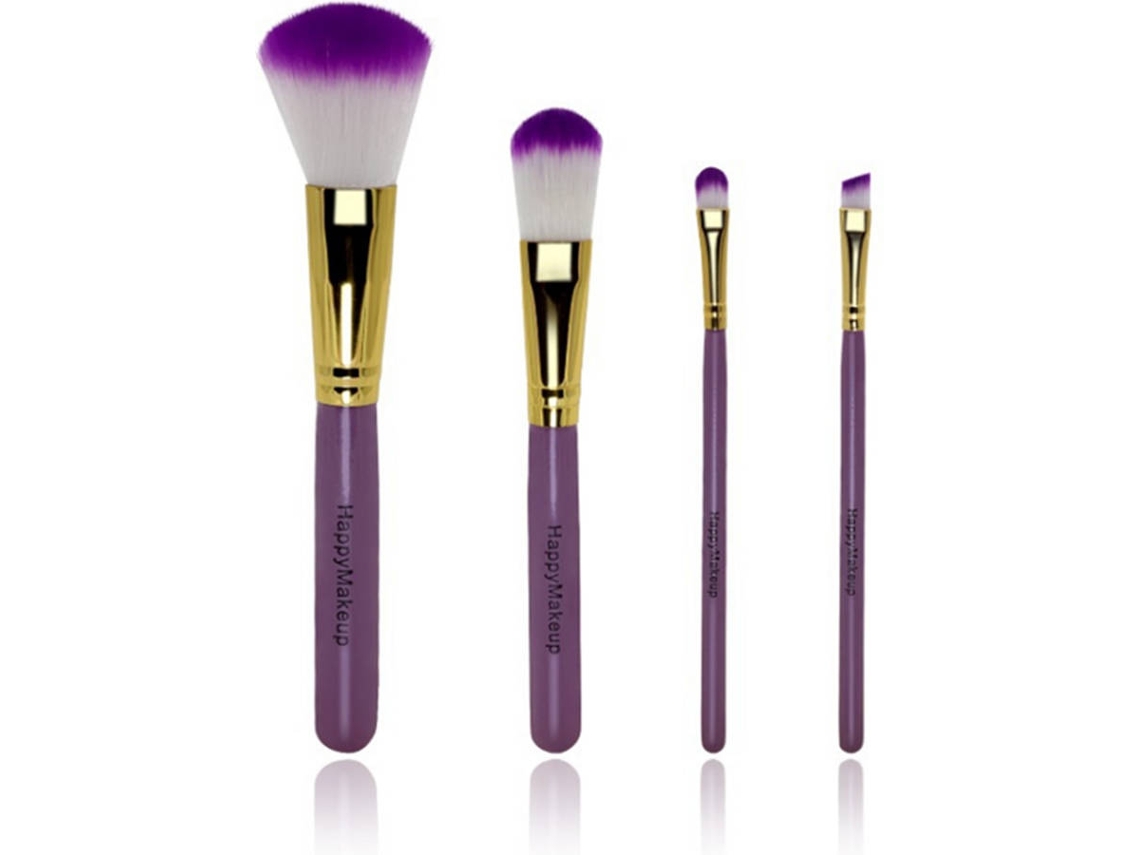 Kit de Pincéis para Maquilhagem WJS 840079112170 (4 Un - Roxo / Dourado)