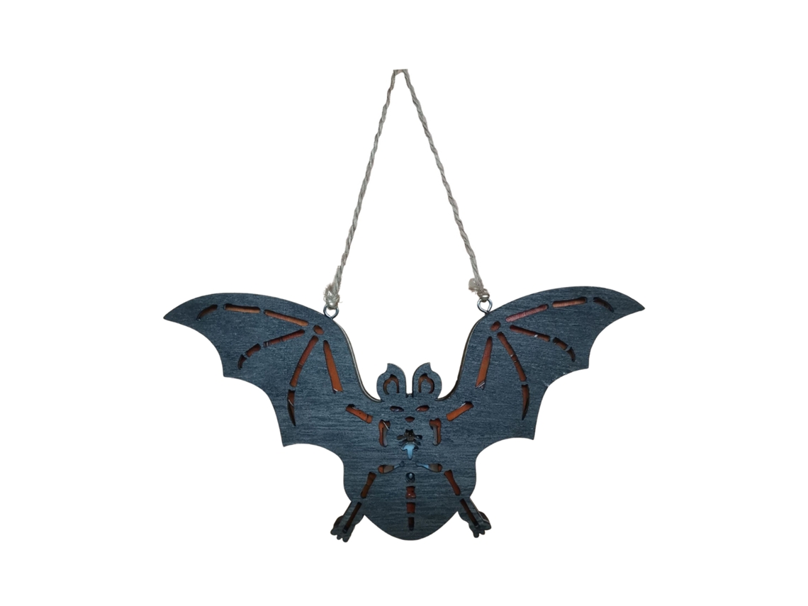 Pingente De Madeira Decorativo Halloween Com Luz Led