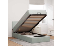 Estrutura Cama Otomana Colchão 80x200 Cm Veludo Cinzento Claro