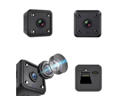 Mini câmera 1080p Full HD com visão noturna infravermelha, ângulo amplo de 155°, detecção de movimento e Wi-Fi para segurança residencial, de bebês e animais de estimação.