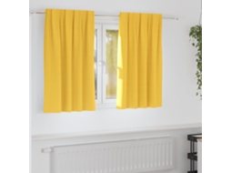 Vidaxl Cortinas Blackout Com Argolas 2 Unid. Amarelo-mostarda