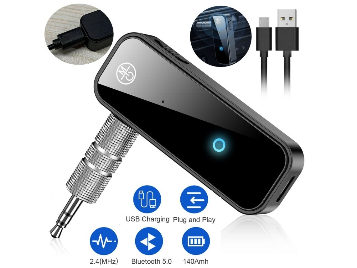 Adaptador Receptor Carro Aux Mm Áudio Bluetooth Preto*