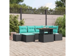 Vidaxl Conjunto De Sofá De Jardim 7 Unid. Preto Rattan Sintético