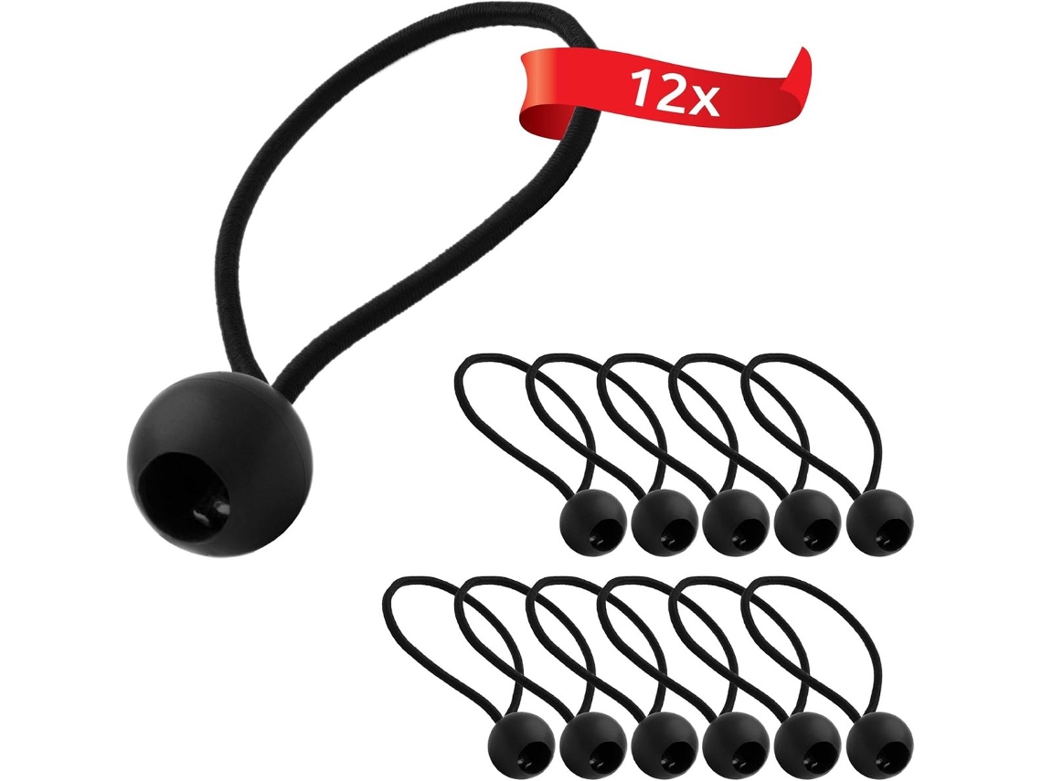 Cordas elásticas AQUAFORGE de 15cm, pretas, para lona e barraca