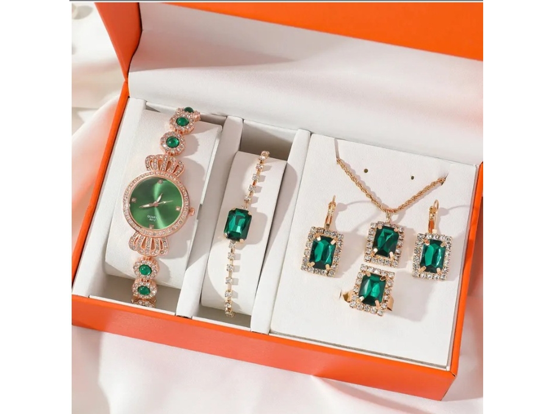 Conjunto de Presente Feminino com Relógio de Pulseira de Malha e Caixa Laranja SPQMENT