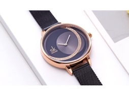 Lurelia Pulseira Para Relógio, Detalhes Com Strass, Aço Inoxidável, Couro, Rosa Ouro