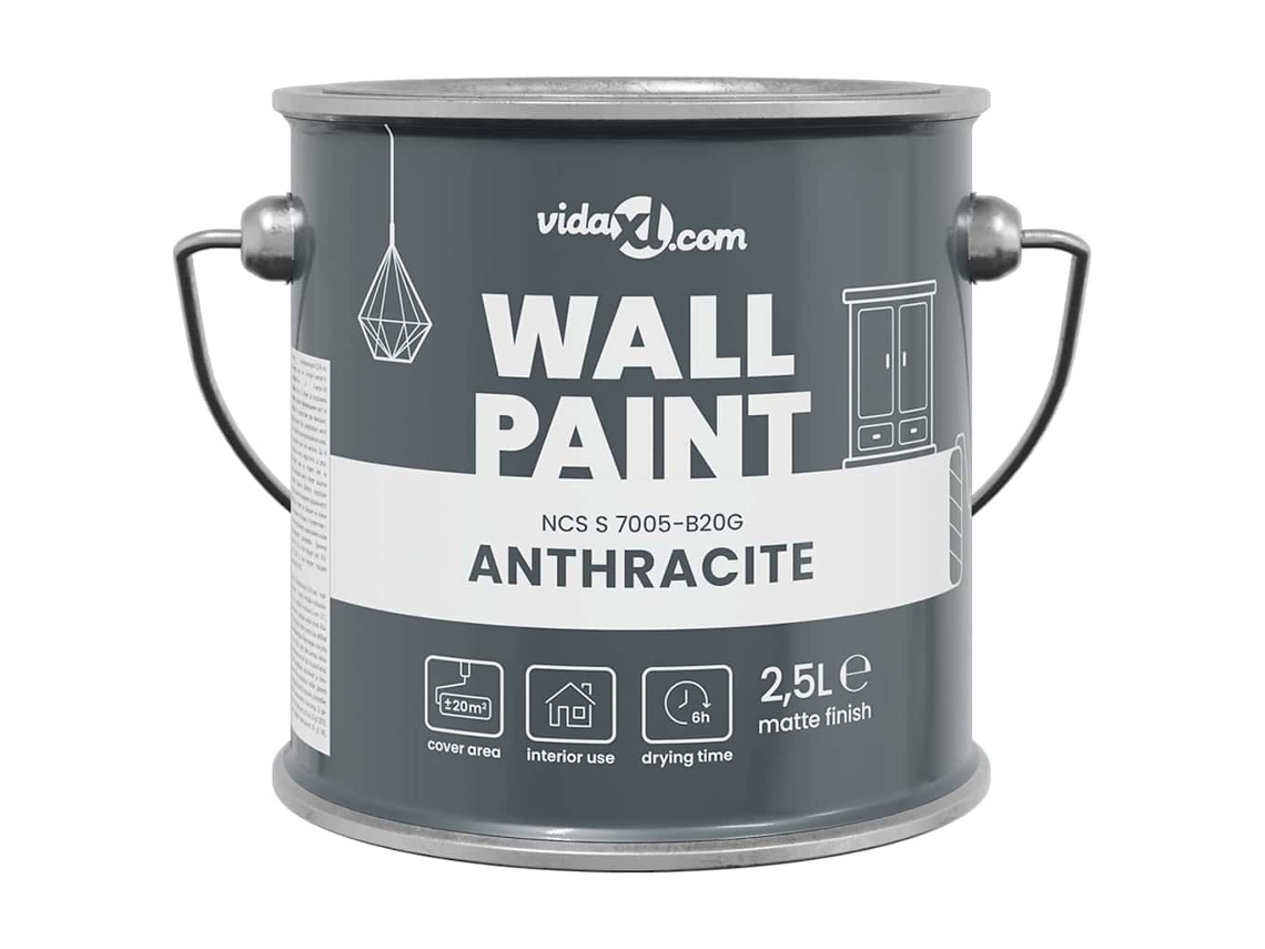 Conjunto 1 Tinta De Parede Vidaxl Antracite (2,5 L)