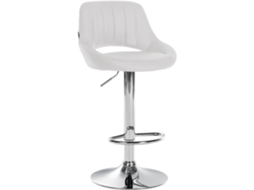 Banco de bar Milet em imitação de pele branco/cromo CLP