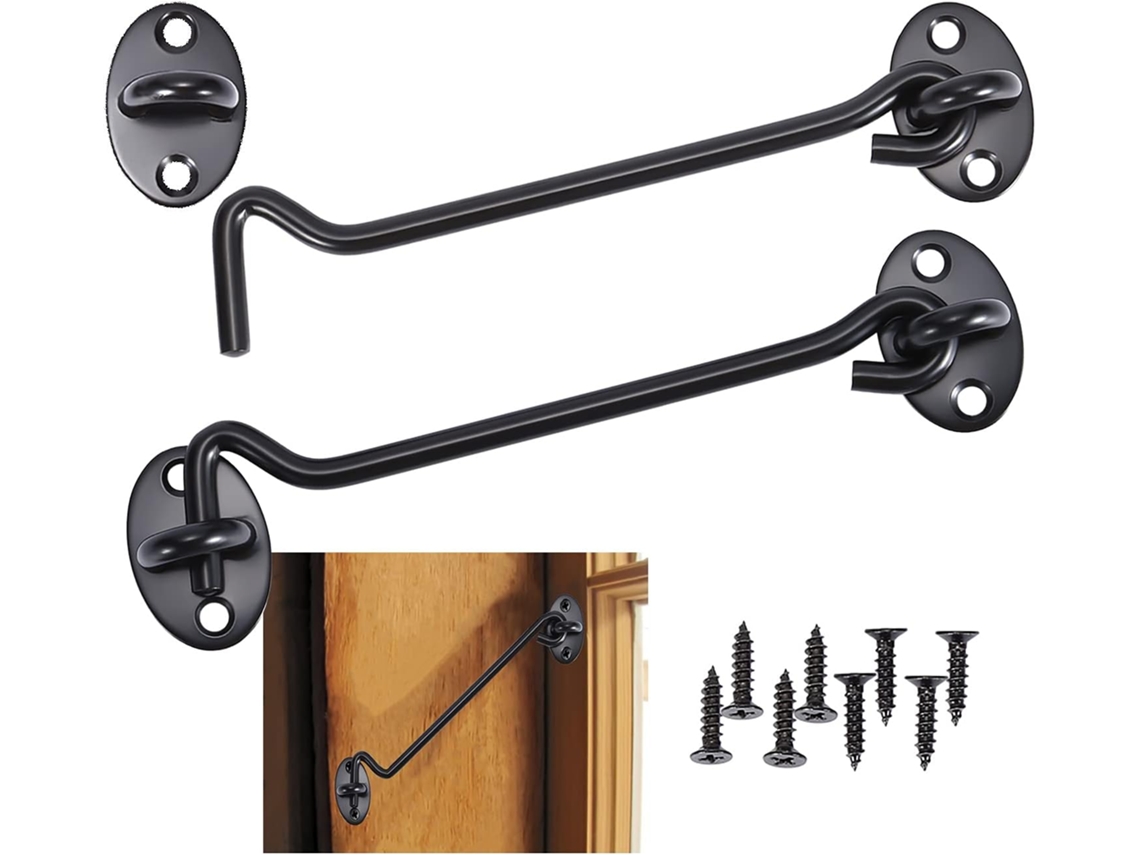 Ganchos E Presilhas De 15 Cm 6 Polegadas, Ganchos Pretos Para Cabine, Trava De Gancho Para Porta De Aço Inoxidável