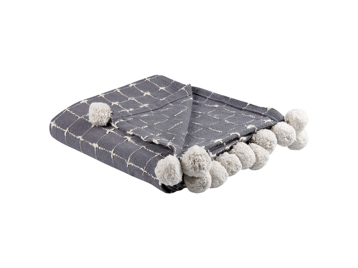 Manta Decorativa Beliani Yasam De Algodón Gris 125x150x0.3