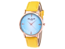 Reloj De Cuarzo Para Hombres Estudiantes Con Correa De Cuero Zhoulianfa F-393a Amarillo
