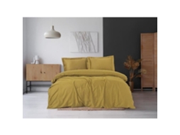 Conjunto de Cama - Capa de Edredom 220 x 240 + 2 Fronhas 60 x 60 - Cetim de Algodão - Mostarda