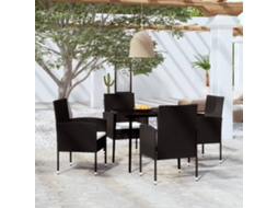 Vidaxl 5 Pcs Conjunto De Jantar Para Jardim Preto