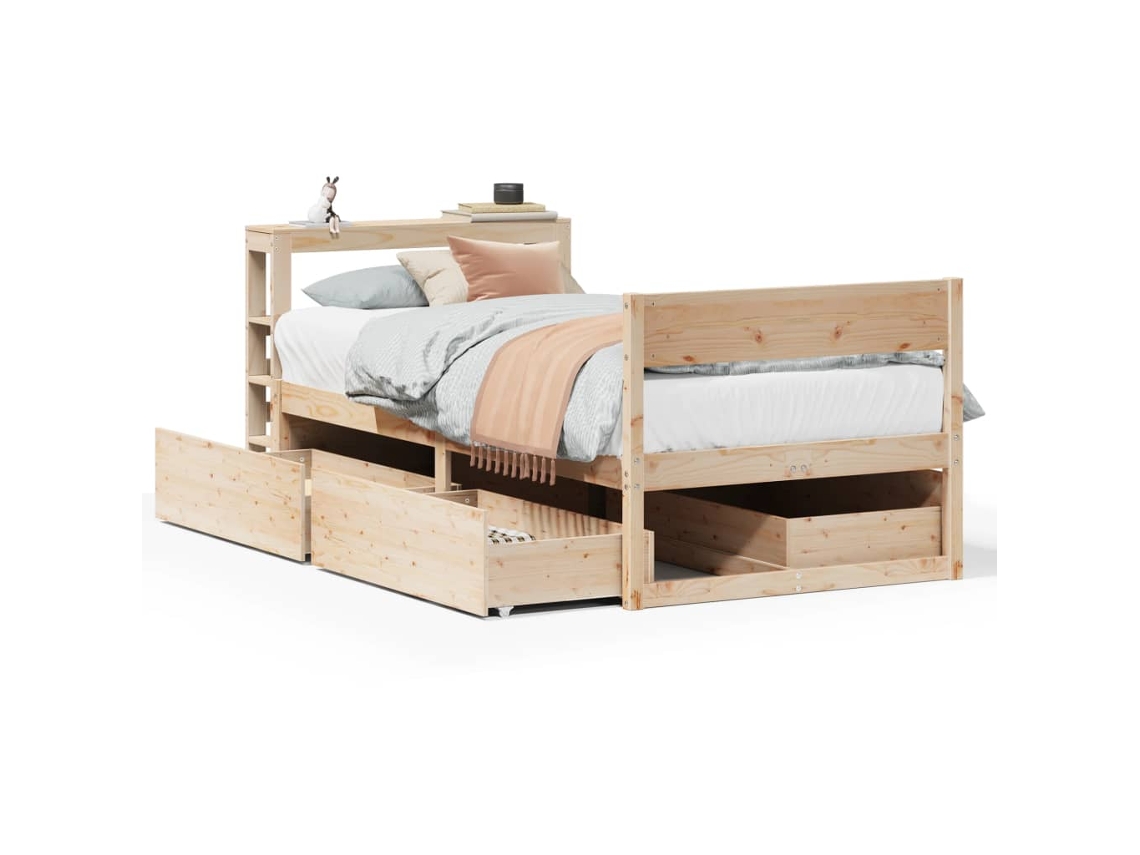 Bed Frame, Bed Frames Vidaxl Marrom Madeira De Pinho (75 X 190 Cm)