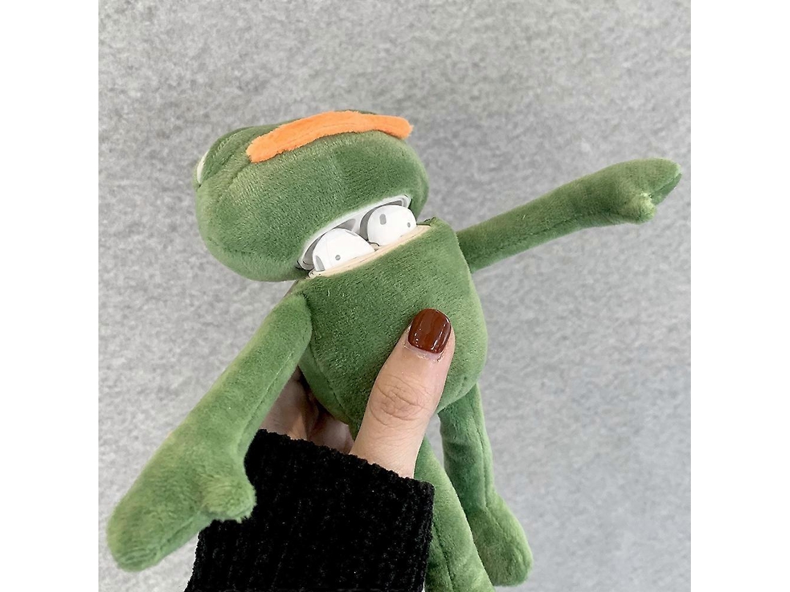 Película protetora Pelúcia em formato de sapo triste para AirPods 1/2 com gancho. GIECY