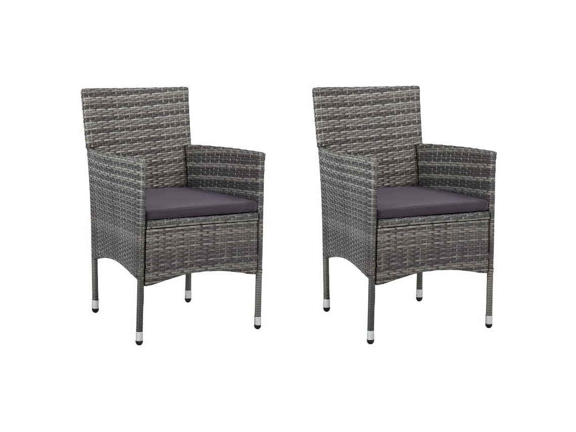 Cadeiras De Jantar Para Jardim 2 Pcs Vime Pe Cinza Dkd Home Decor