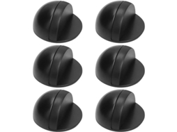S/MARCA 6 topes de porta adesivos de aço inox, preto