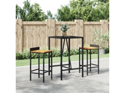 Vidaxl Mesa De Bar Com Tampo De Vidro 70x70x110 Cm Vime Pe Preto