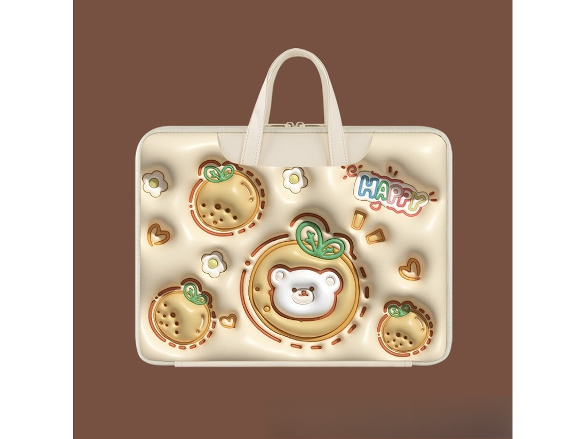 Capa HEXINYIGJLY para portátil, 15 polegadas, universal, almofadada, forro macio, urso