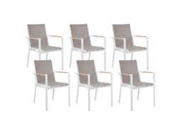 Conjunto De 6 Cadeiras De Jardim Beliani Busseto De Alumínio Cinzento 56x64x90