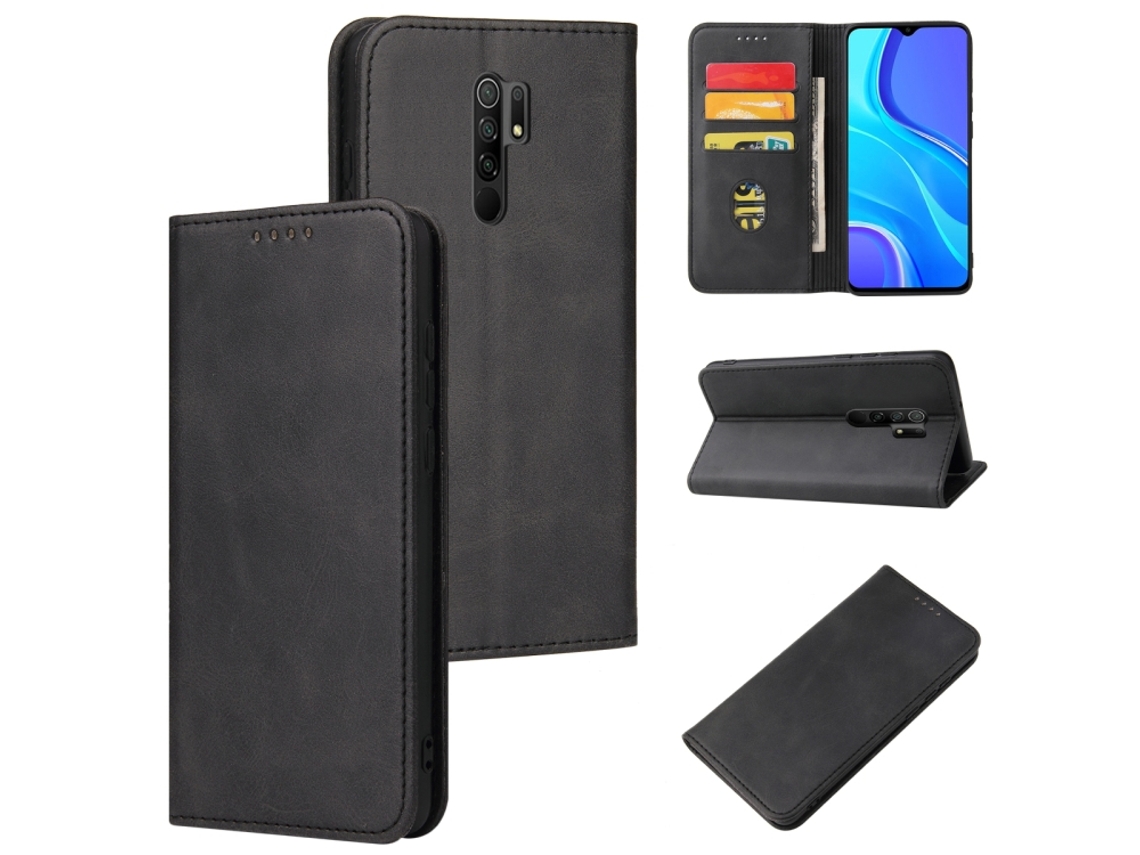 Capa Para Xiaomi Redmi Note 9s/note 9 Pro Bezerro Textura Magnética Caixa De Couro Flip Horizontal Com Titular E Cartão Slots Carteira Preto