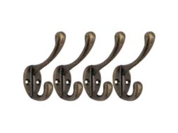 Ganchos** Kit com 4** Cabides para Parede, Porta, Vestidos, Banheiro, Roupas+ Suportes Htq Latão Antigo BRILVIBERA