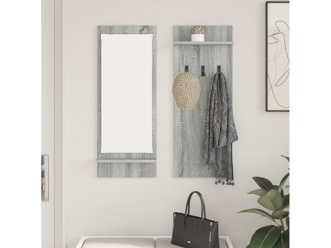 Cabideiro de Parede com Prateleira, Cinza, Modelo Sonoma, 70 X 10 90 Cm BRILVIBERA