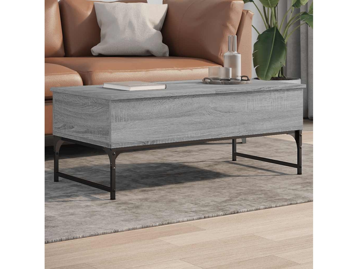 Vidaxl Mesa De Centro 100x50x40cm Deriv. Madeira/metal Cinzento Sonoma